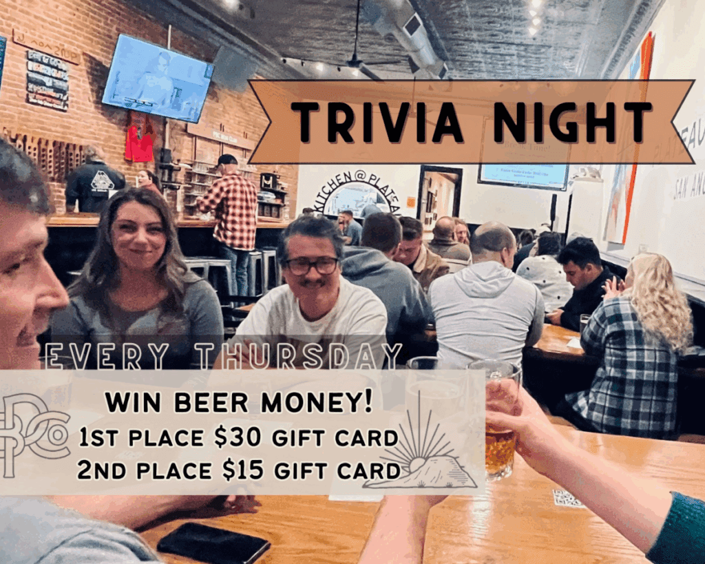 Trivia Night At Plateau Brewing @ Plateau Brewing Co. Company